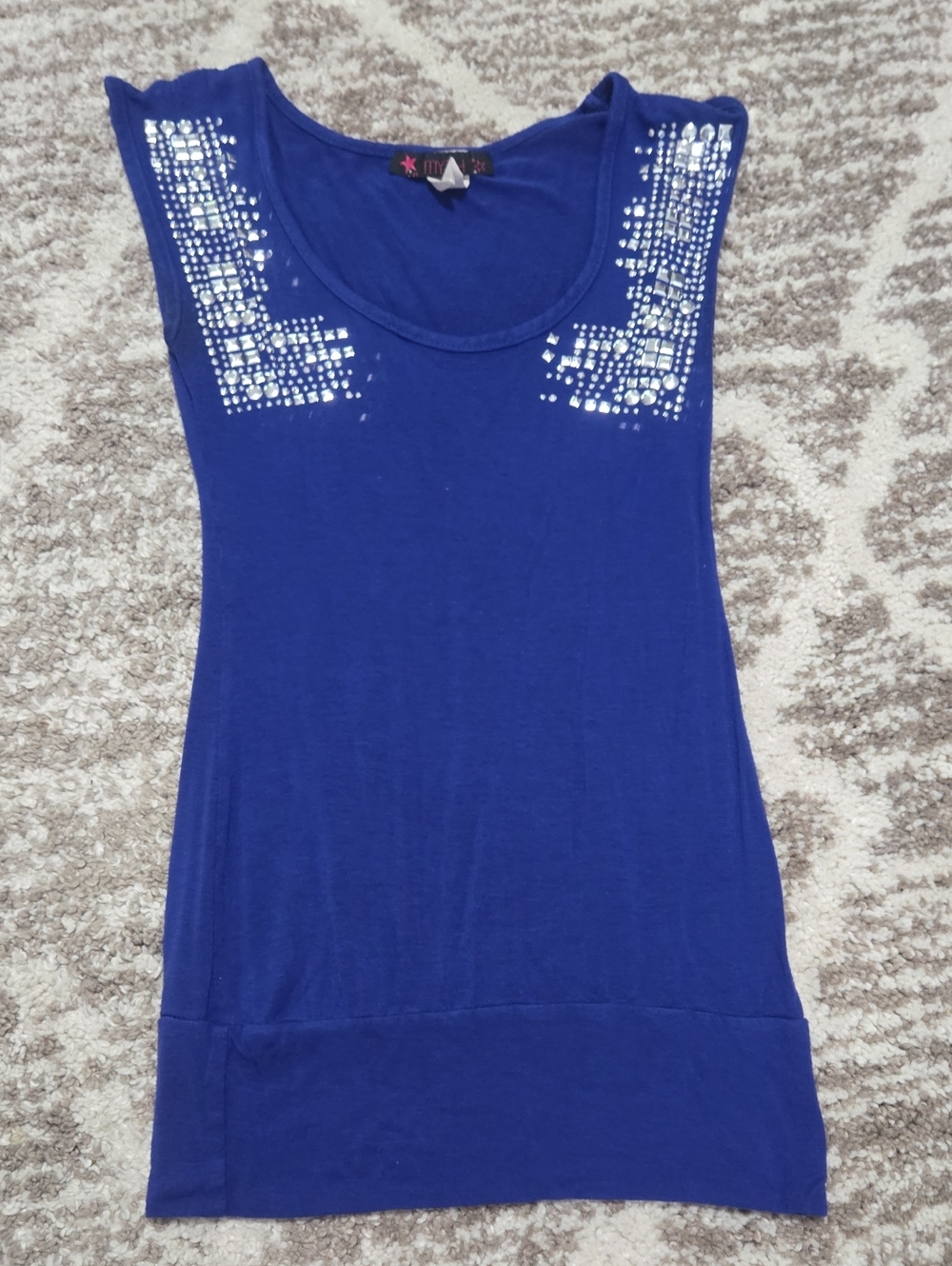 Royal Blue Sleeveless Tank with Silver Stud Detail